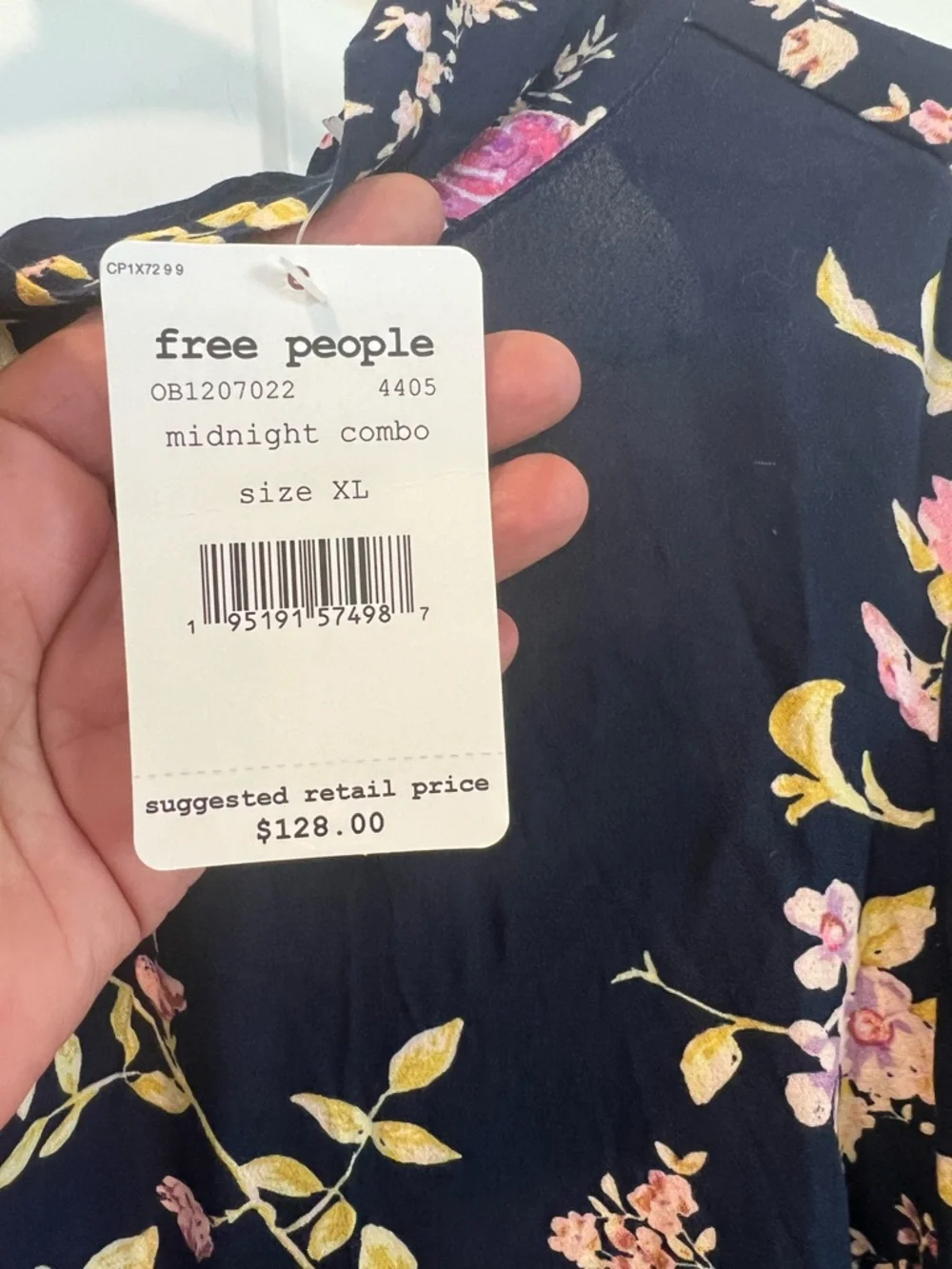 Free People Navy Floral Open-Back Mini Dress with Pink Blooms - Picture 9 of 12